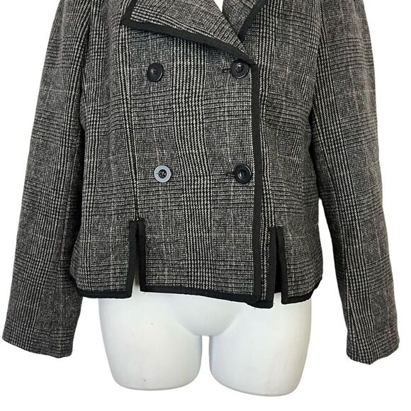 ATHENA MARIE Gray Academia Double Breast Plaid Wool Blend Jacket Suit Preppy M - Picture 6 of 14
